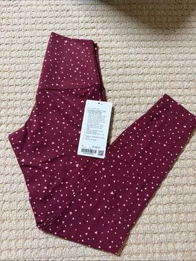 lululemon athletica Align™ No Line HR Pant 25" — Burgundy with Pink Dot Print